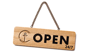 open 24/7 sign